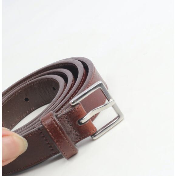 COACH Brown Cowhide Leather Skinny Dress Belt Silver Buckle Women’s Size L - Picture 7 of 13